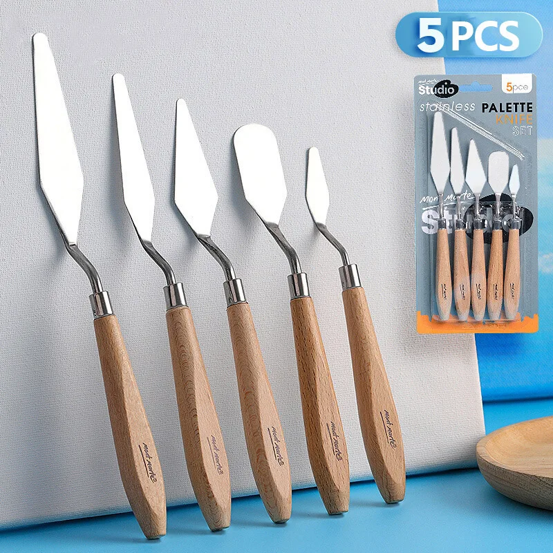 

Mont Marte Oil Painting Toning Scraper 5 Pcs/Set Stainless Steel Acrylic Palette Knife Moderate Elasticity Art Supplies