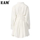 EAM женское Плиссированное Платье-рубашка с длинными рукавами и отложным воротником, весна-осень 2022, 1DD8074