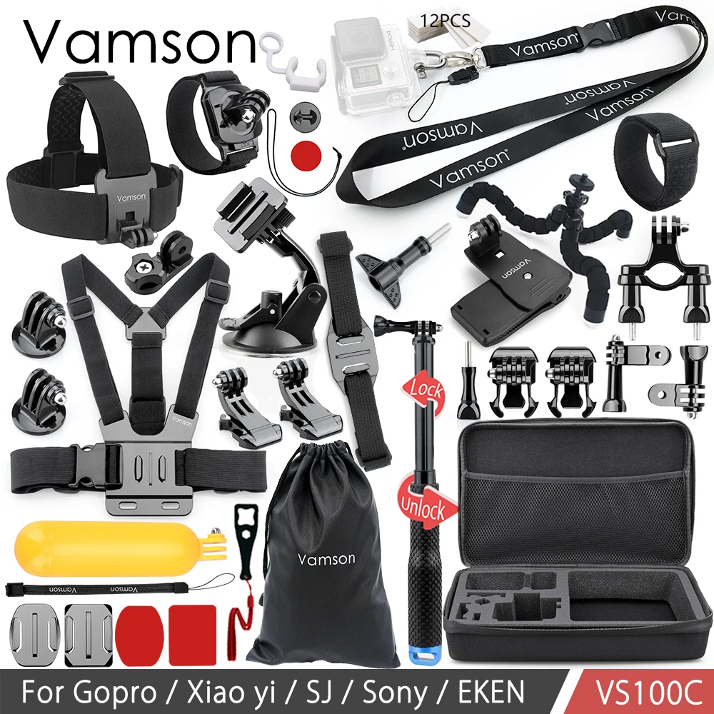 VS100C Vamson для Gopro hero 7 6 5 4 набор аксессуаров для SJCAM M10 для Xiaomi yi 4k для SJ5000 чехол eken SOOCOO Экшн-камера VS100 - Цвет: VS100C