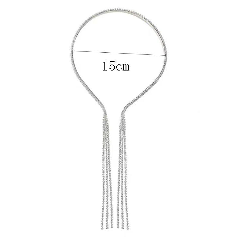 

Korea Style Full Rhinestone Headband for Women Long Tassel Crystal HairClip Wedding Hair Accessories Jewelry Gifts