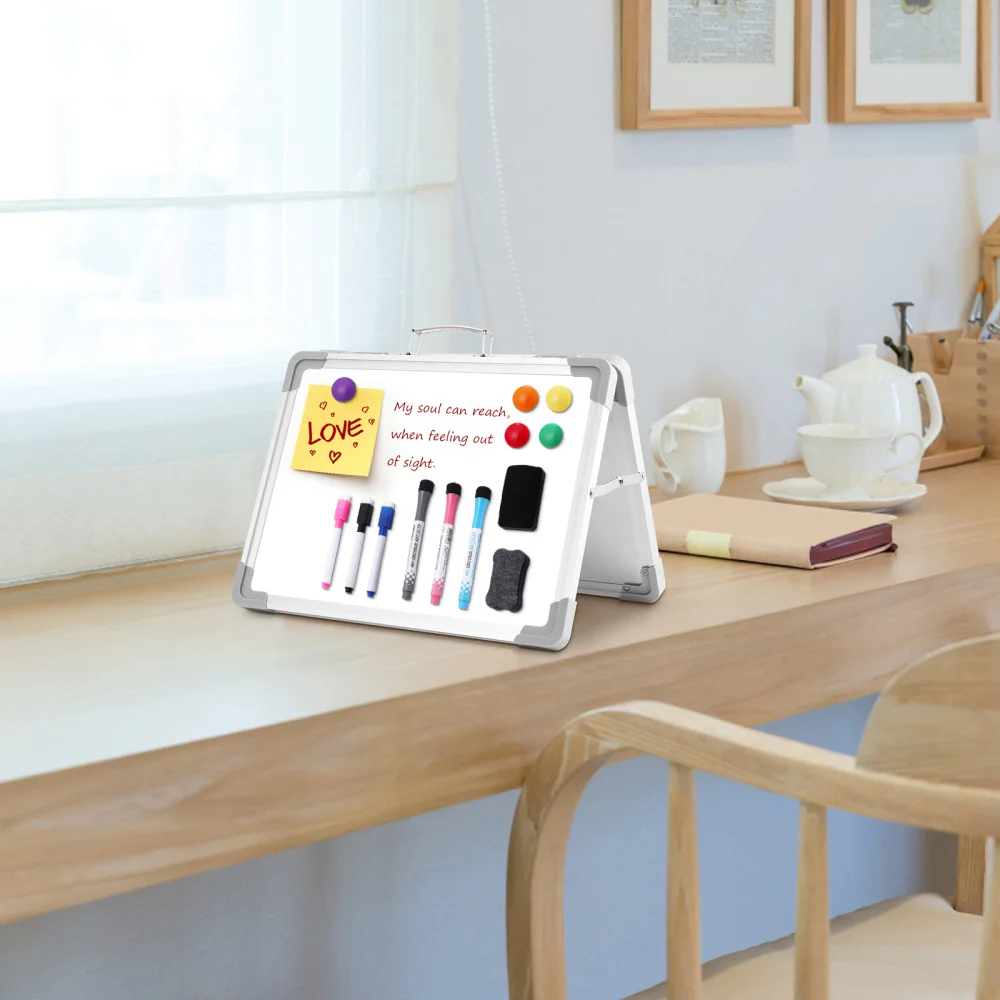 

STOBOK Dry Erase Board Double Sided Magnetic Whiteboard Portable Easy Carry Dry Erase Whiteboard with Markers & Magnets & Board