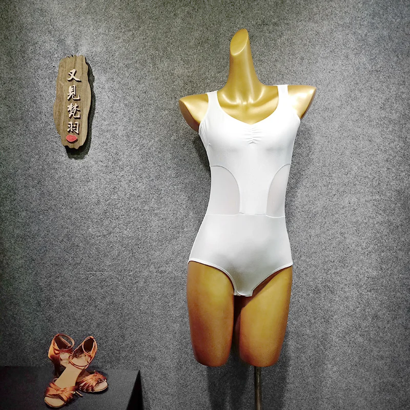 Женский комбинезон для латиноамериканских танцев черный купальник на липучке с