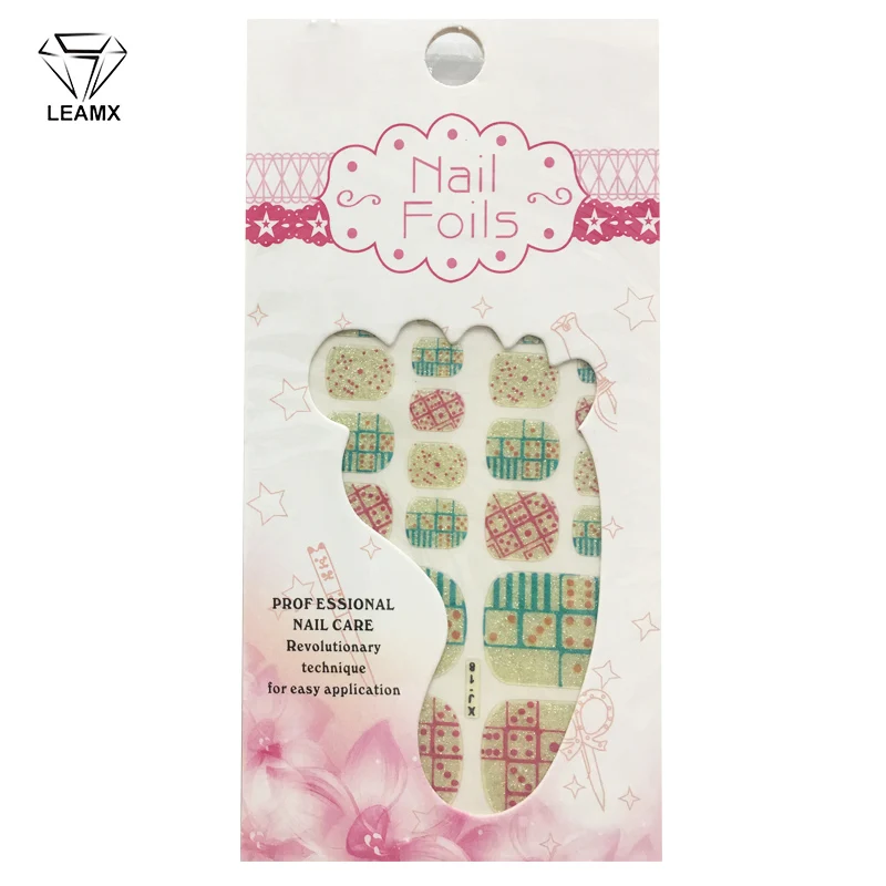

LEAMX 22tips/sheet Waterproof Toe Nail Stickers Full Cover Foot Decals Toe Nail Wraps Adhesive Stickers DIY Salon Manicure L526