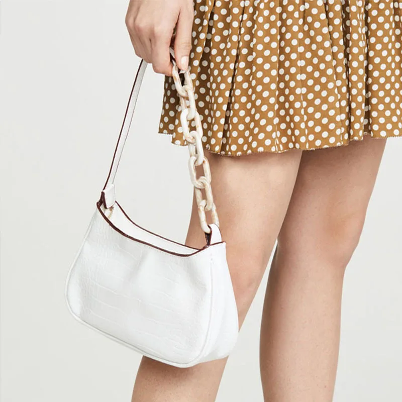 Сумка багет из искусственной кожи сумка через плечо крокодиловой с кристаллами и