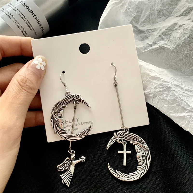 Новинка 2019 корейские серьги в стиле панк массивные Асимметричные висячие виде