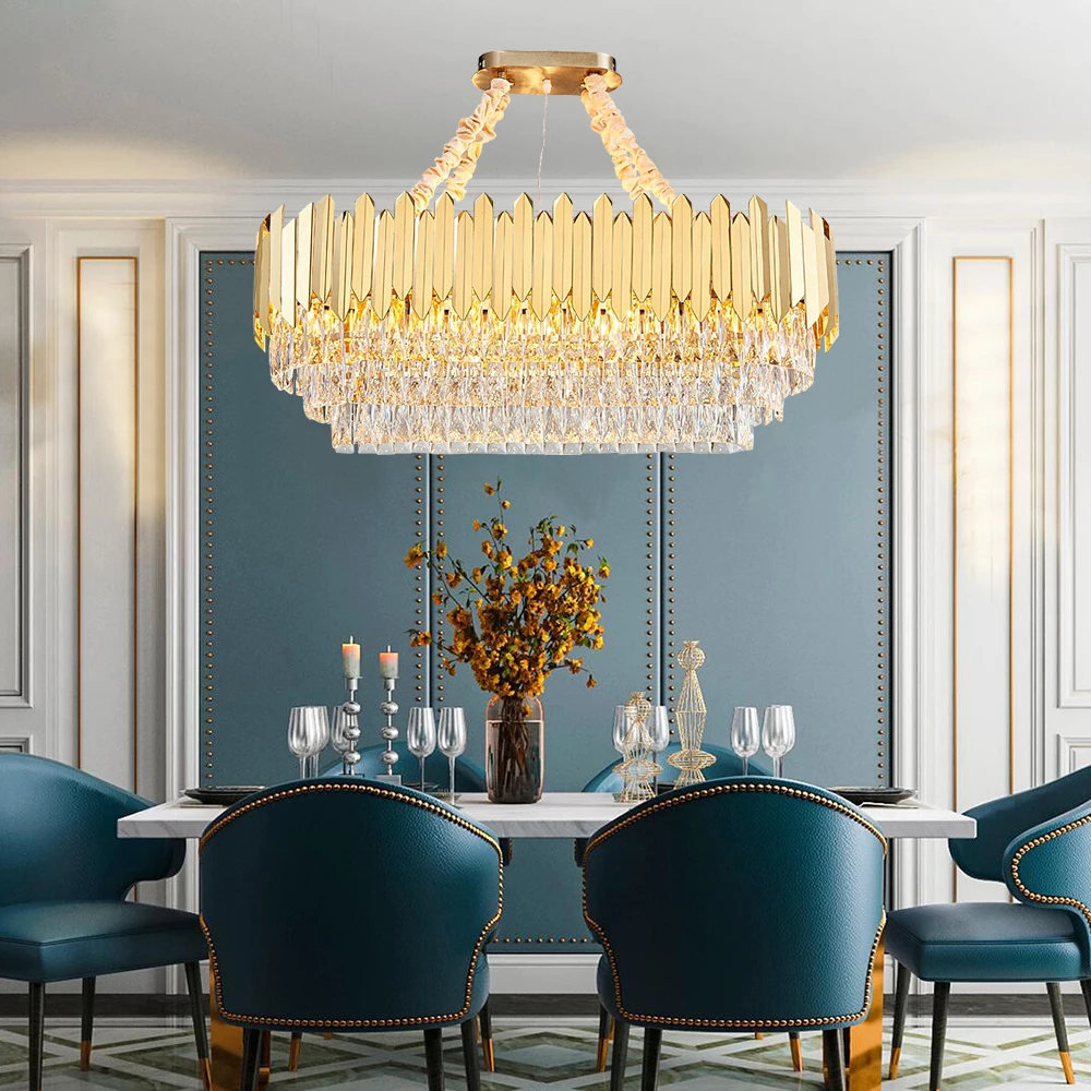 Прямоугольная хрустальная люстра, светильник ing Lustre Cristal, для гостиной, светодиодный, люстры, для кухни, остров, подвесной светильник, светильники