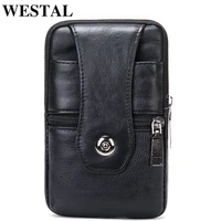 westal real leather mens waist bag casual bum bag hook mens waist belt bags cigarette case phone pouch waist pack for men 7486