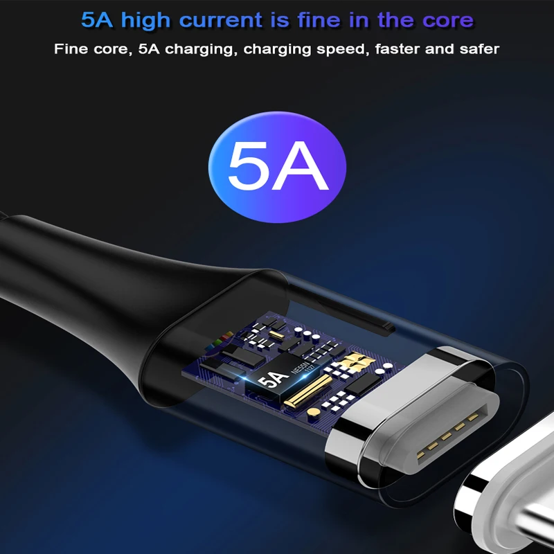 Магнитный кабель Micro usb Type C 5A Сверхбыстрая Зарядка для Huawei P30 Samsung xiaomi redmi note 8 pro iphone