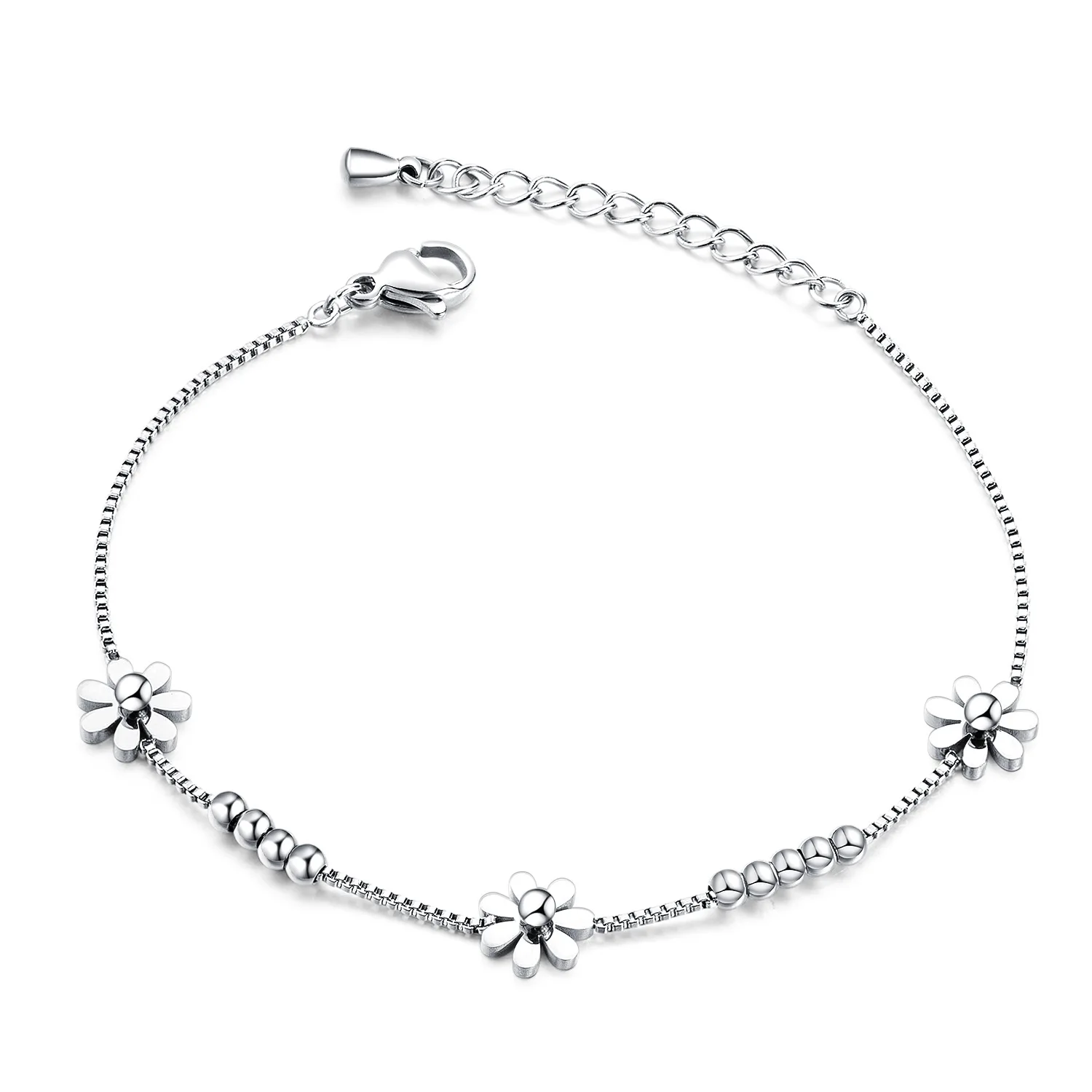 Hemiston Titanium Steel Plated Rose Gold Small Fresh Daisy Bracelet Female Women Gift | Украшения и аксессуары