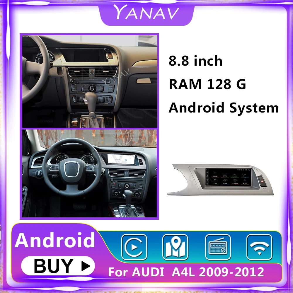 

Автомагнитола 8,8 дюйма, 2 Din, Android, для Audi A4L 2009-2012, мультимедийный плеер, автоголовное устройство, GPS-навигация, стереоприемник 128G
