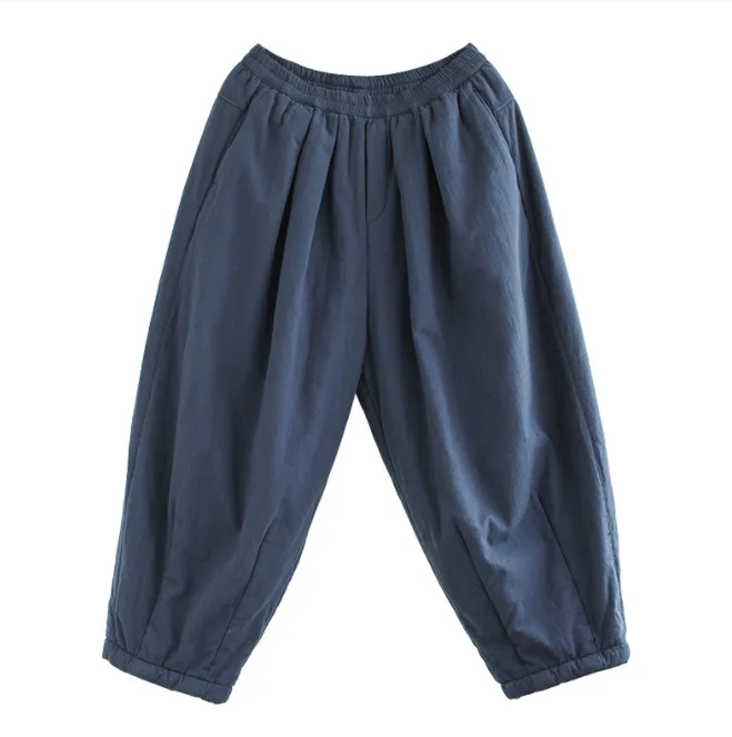 Осень Зима Брюки Ретро женские большие размеры свободные брюки с подкладкой 2019