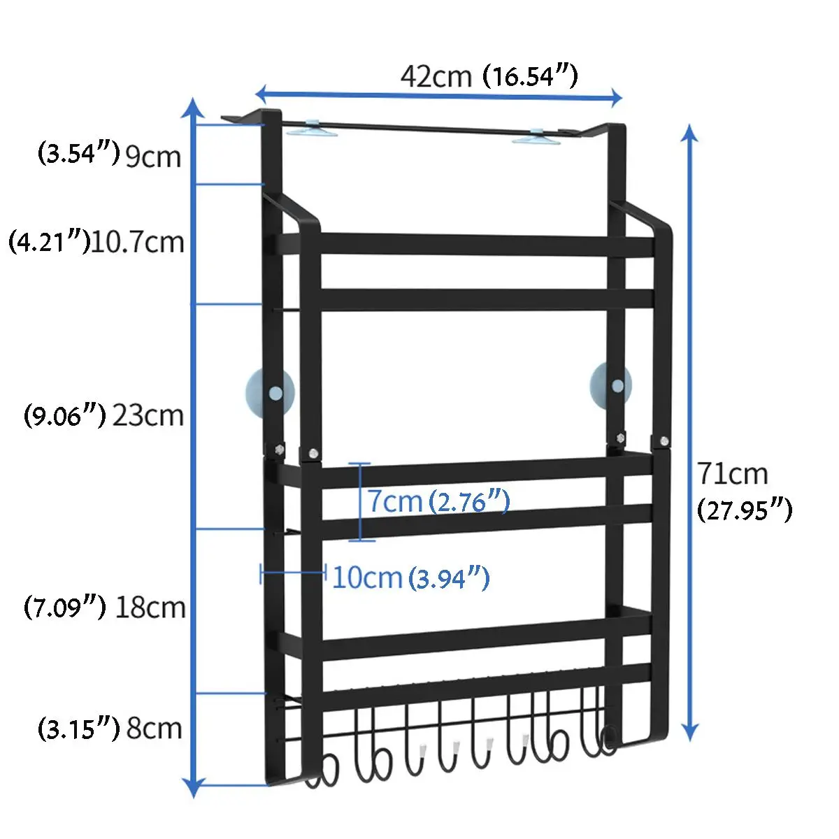 

Magnetic 3 Tiers Kitchen Refrigerator Storage Rack Fridge Organizer Multifunctional Storage Holder Hooks Kit Hanging Shelf