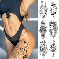 lotus temporary tattoo sticker moon goddess skulls tattoos touch men body fake tattoo sticker sexy transfer tattoos with anime