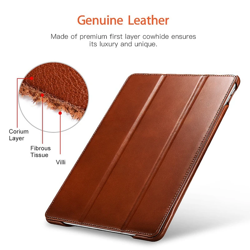 

ICARER Suitable for 10.5-Inch 2019 iPad Air Tablet PC Portable Anti-Scratch Leather Clamshell Protective Sleeve
