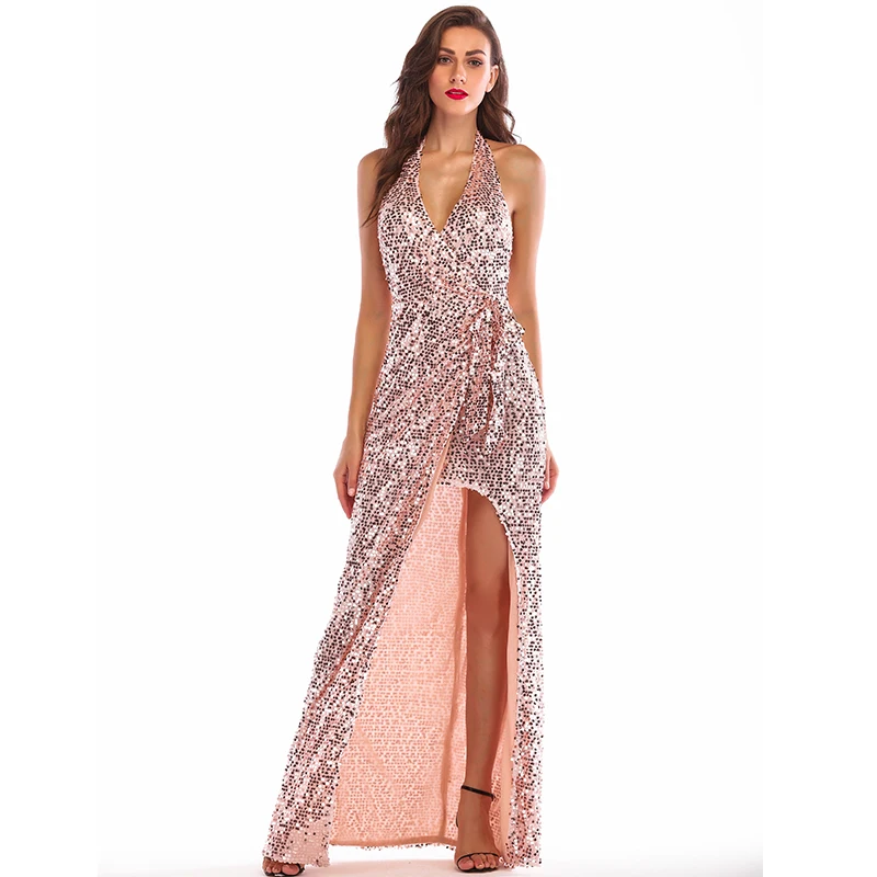 Сексуальная Befree женская s Sequins Макси летнее платье женское элегантное Холтер бодикон Роскошная Королева ночного клуба вечерние длинные платья vestido новинка