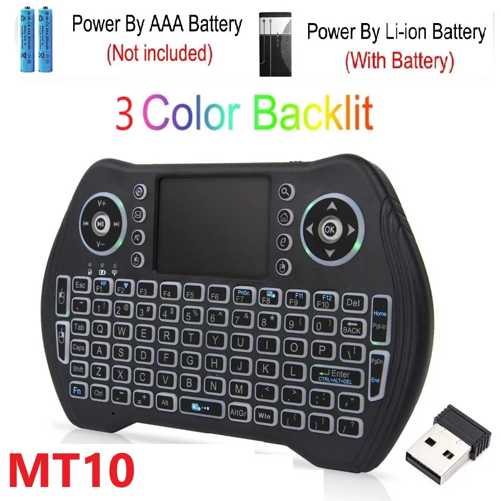 

MT10 wireless Keyboard Russian English French Spanish 3 colors Backlit 2.4G Wireless Touchpad For Android TV BOX Air Mouse