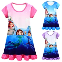 luca pixar disney kids baby girls pajama dress childrens short sleeved dress with ruffles alberto sea monster dresses casual