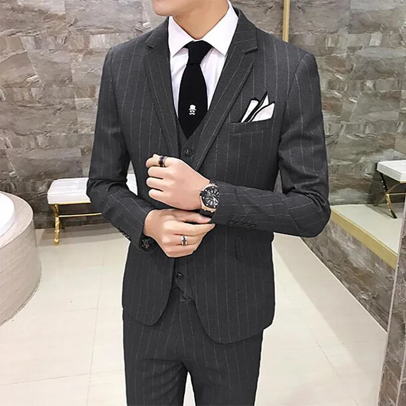 Для Мужчин's британский стиль вертикальные полосы Slim Fit деловой Банкетный