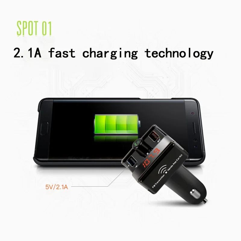 Беспроводной Bluetooth FM передатчик автомобильный комплект двойной USB зарядное