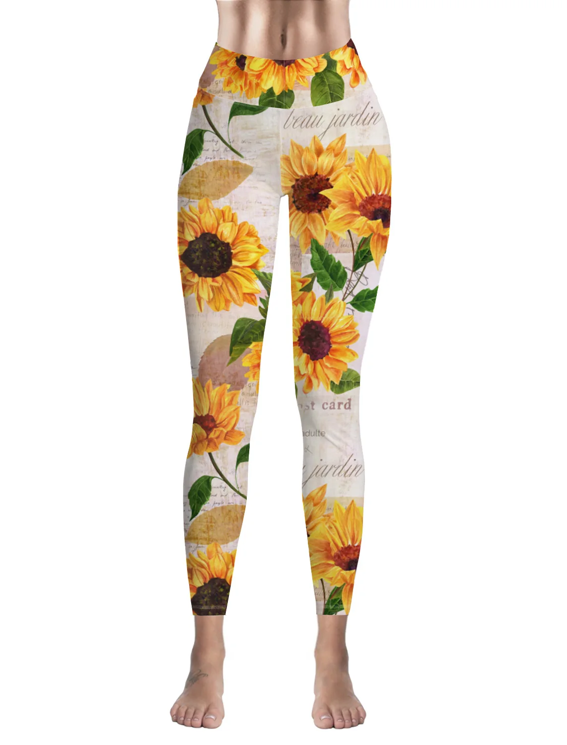Женские повседневные леггинсы для фитнеса Леггинсы пуш ап с подсолнухами
