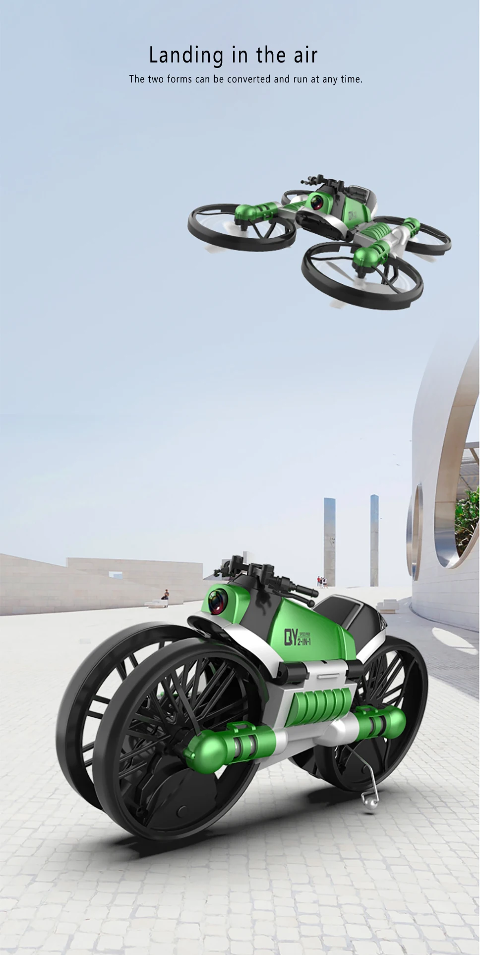 S91 Дрон креативный мотоцикл RC и Дрон 2,4G WiFi двухрежимный трансформирующий мотоцикл Квадрокоптер 1080 HD камера RC Дрон