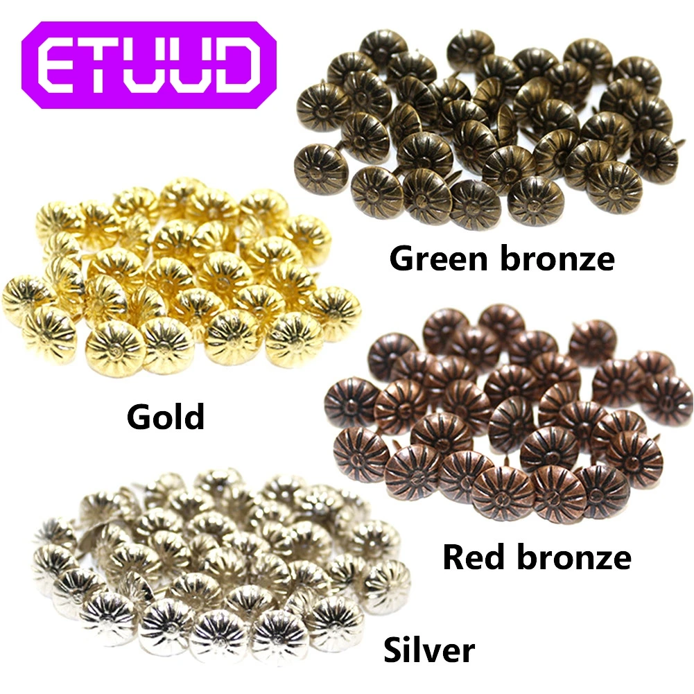 

ETUUD 100Pcs Antique Brass Upholstery Nail Jewelry Gift Tacks Stud Upholstery Decorative Nail Furniture Upholstery Tacks