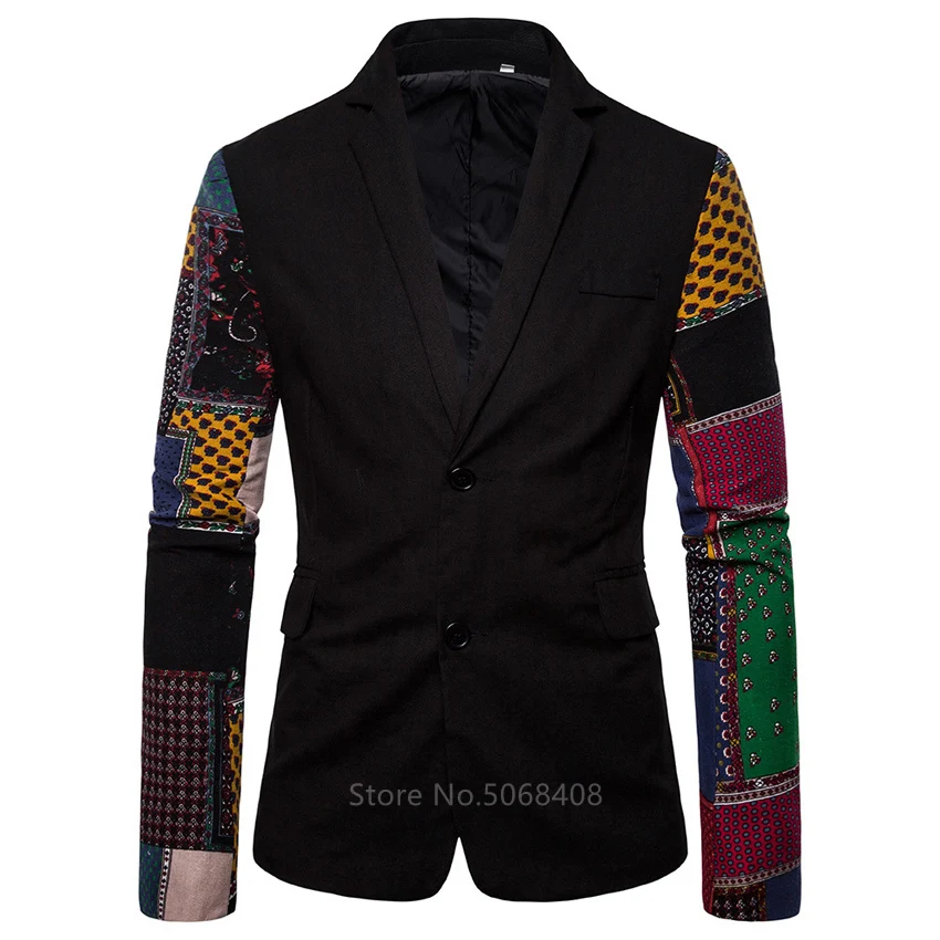 

Fashion African Traditional Dashiki Dress Top for Men Male Streetwear Ethnic Printed Patchwork Club Long Sleeve Suit Maxi Jacket