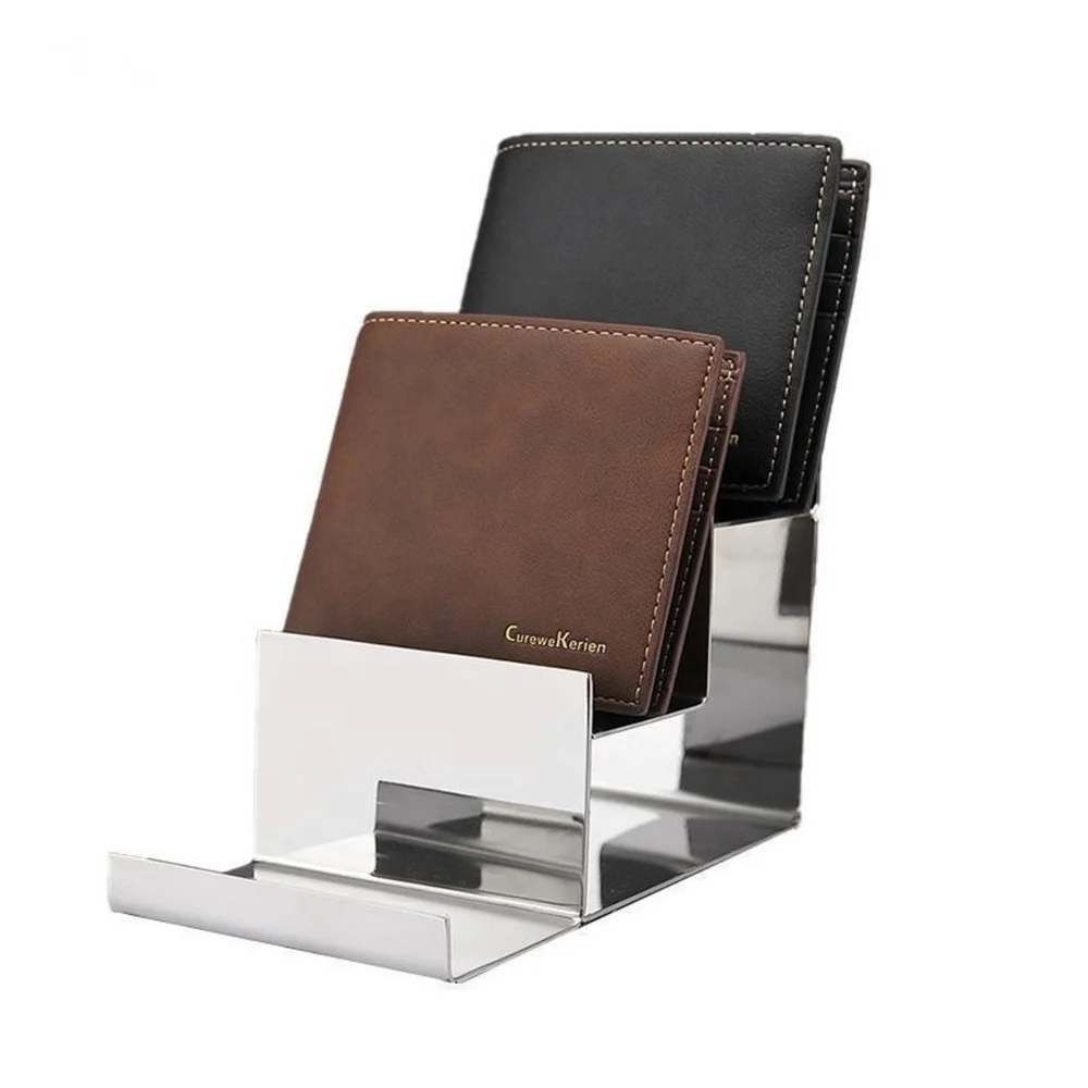 

Multi-layer Stainless Steel Wallet Rack Leather Bag Display Stand Tray