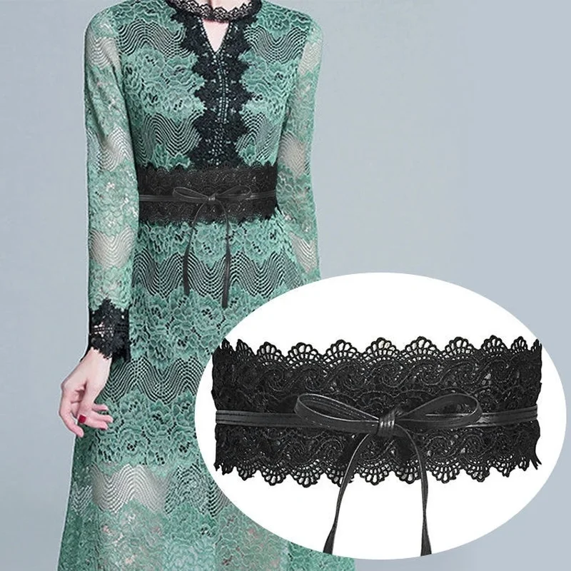 Новинка женский кружевной корсет с бантом широкие ремни для женщин черный белый