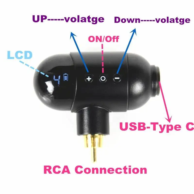 Новый мини беспроводной аккумулятор LCD источник питания татуировки RCA/DC разъем