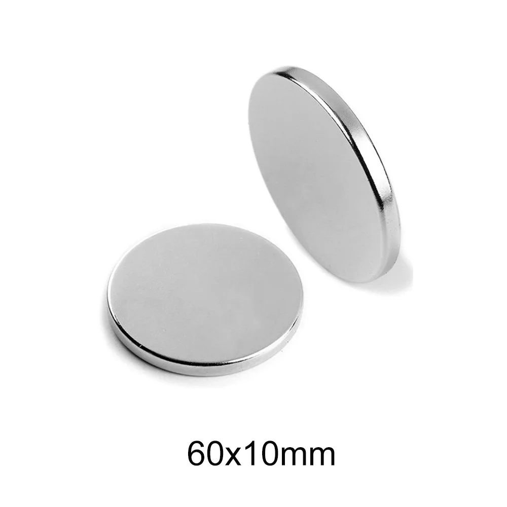 1/2PCS 60x10 Big Round Powerful Magnetic magnets 60mm X 10mm Neodymium Magnet Disc 60x10mm N35 Rare Earth Strong 60*10 | Обустройство
