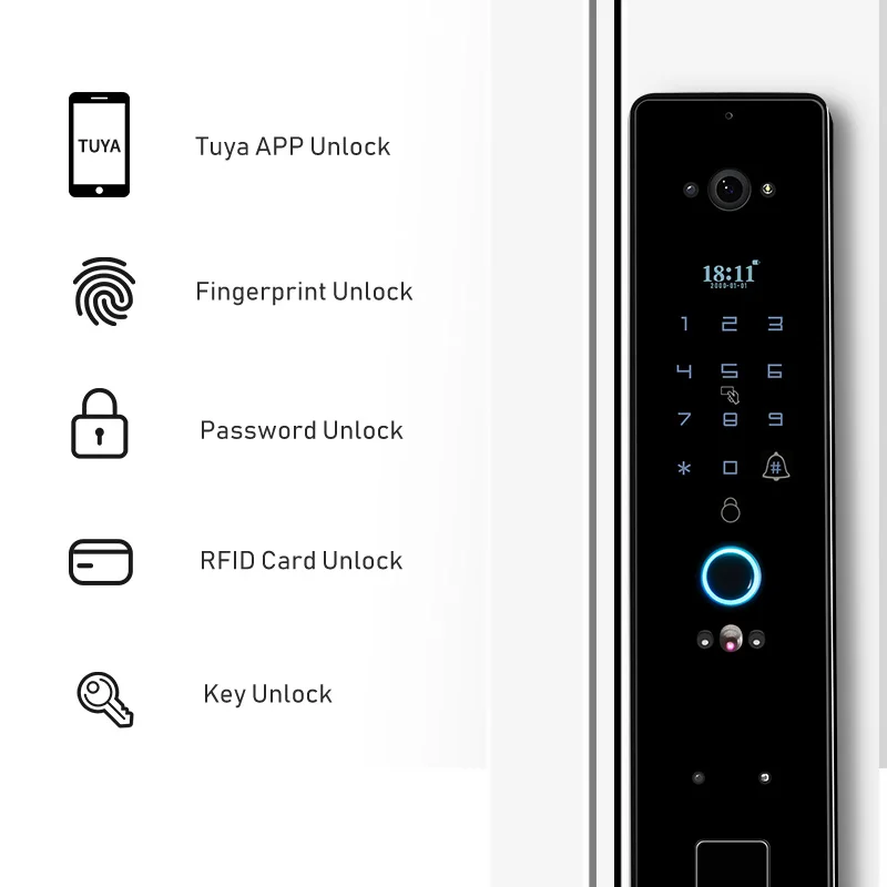Умный дверной замок Eseye Tuya биометрический с отпечатком пальца ключом IC-картой
