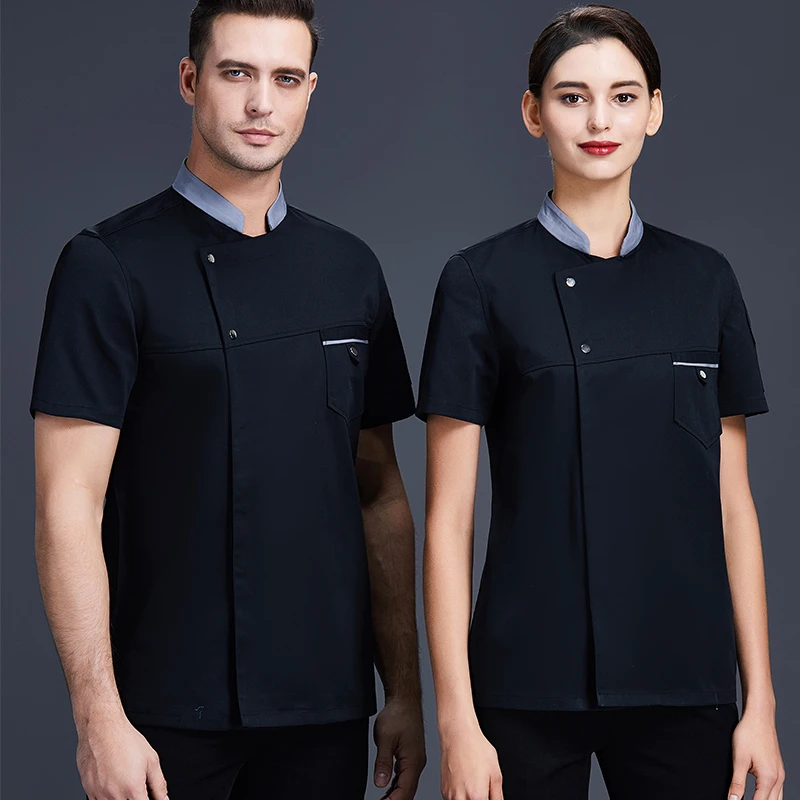 

Unisex Short Sleeve Chef Uniform Kitchen Shirt Restaurant Pastry Cook Jacket Hotel Bakery Hair Salon Barbershop Cafe Overalls