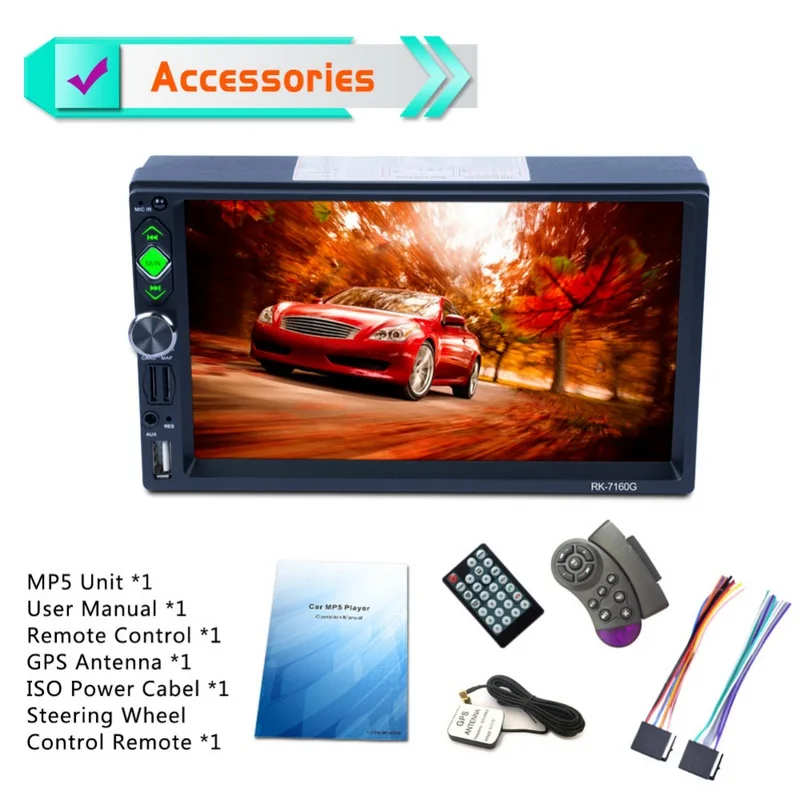 Автомобильный GPS навигатор HD 7 дюймов 178*100 мм 2 Din автомобильный стерео Bluetooth