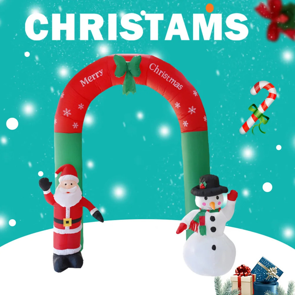 

2.4m High Christmas Inflatable Archway 3D Lovely Vivid Cartoon Yards Arch with Santa Claus Snowman for Xmas New Year Party Gift
