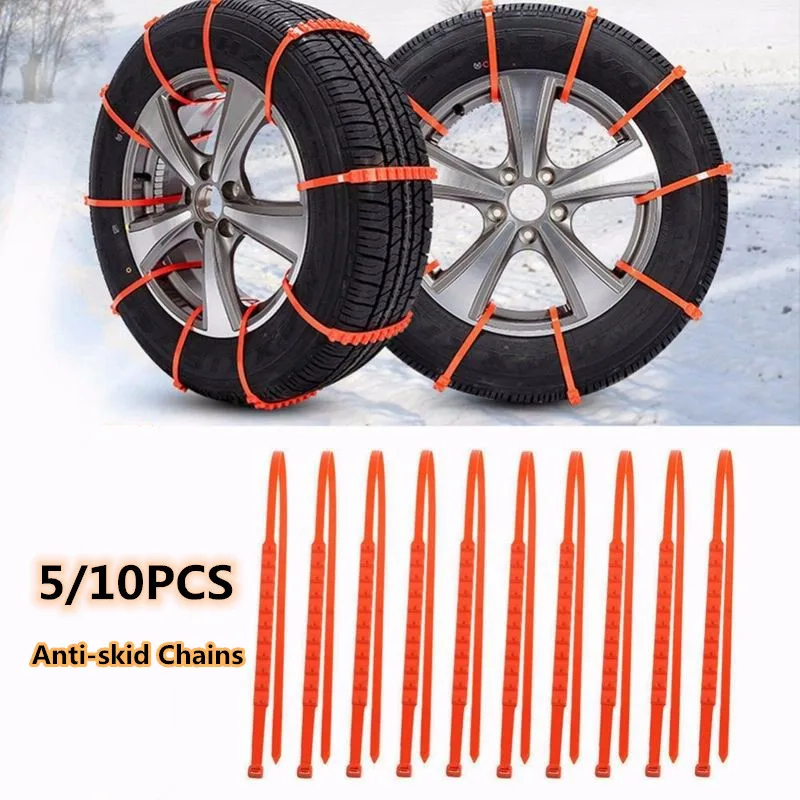 

10Pcs Car Winter Tire Wheels Snow Anti-Skid Chains Belt Fit Tyre For Rain Driving Outdoor Tool Emergency Spikes For Car Tires