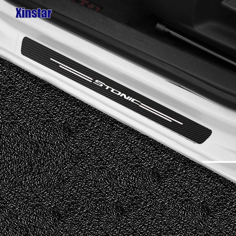 

4PCS CAR TRIM STICKER CARBON FIBER STONIC car threshold sticker for KIA applique accessories