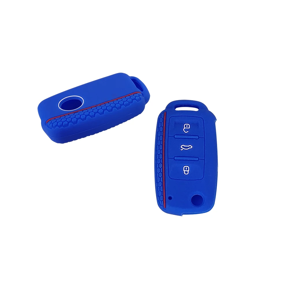 OkeyTech 3 кнопки Мягкий силиконовый чехол для ключей от машины V W Volkswagen Caddy Polo Tiguan Bora