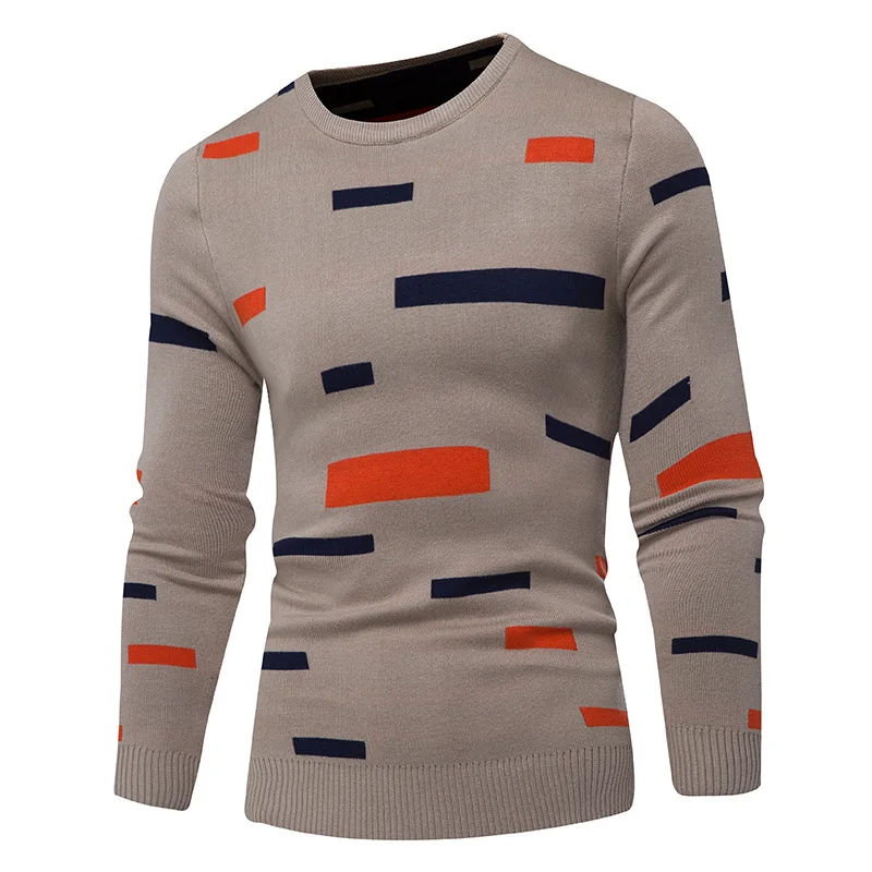 Мужской Повседневный свитер пуловер Модный осенне-зимний облегающий свитшот с