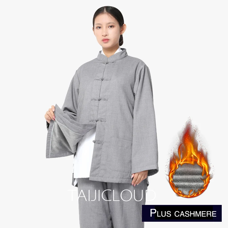 Winter cotton and velvet thickened layman suit meditation suit Tang suit Han suit unisex
