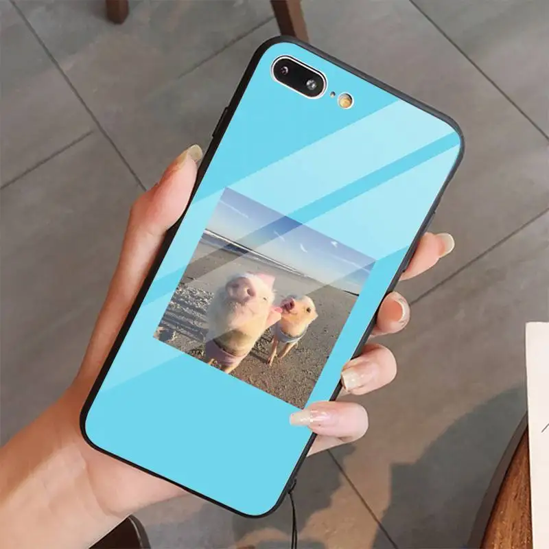 

Pet pig cute animal cover funda coque Phone Case Tempered glass For iphone 5C 6 6S 7 8 plus X XS XR 11 PRO MAX