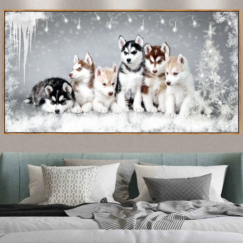 

KAMY YI Diamond Painting Diamond Embroidery 5D DIY Dog Husky Snow Mosaic Picture Home Decoration Hobbies Gift Cross Stitch