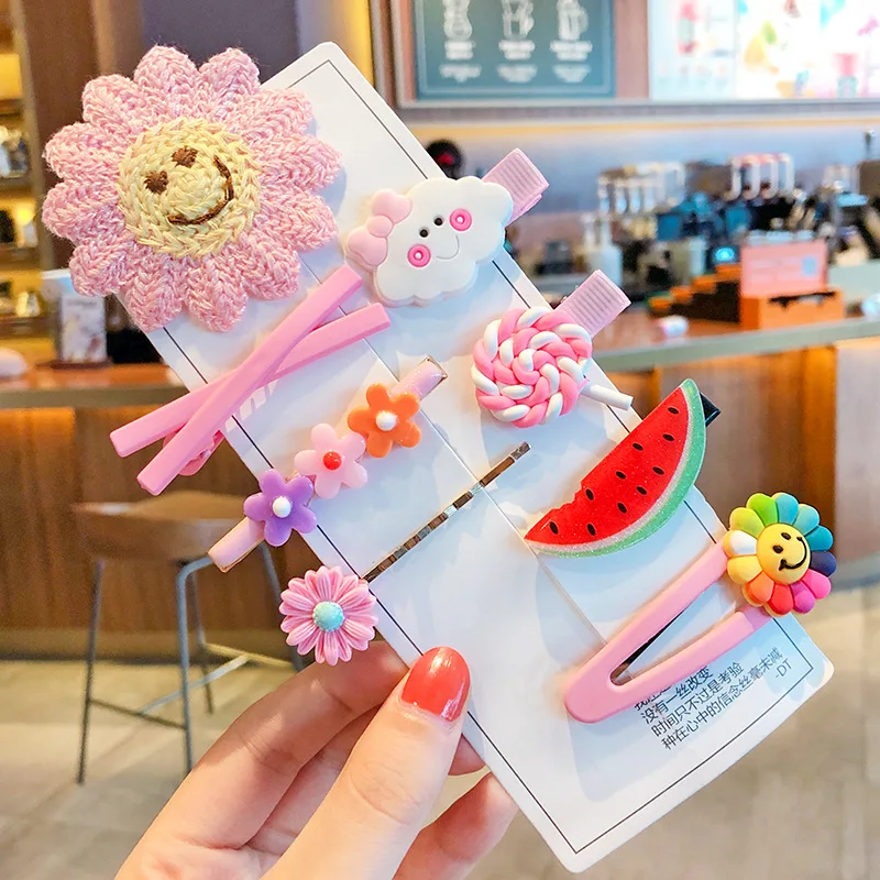 1 комплект милые резинки для волос с изображением цветов и фруктов заколки