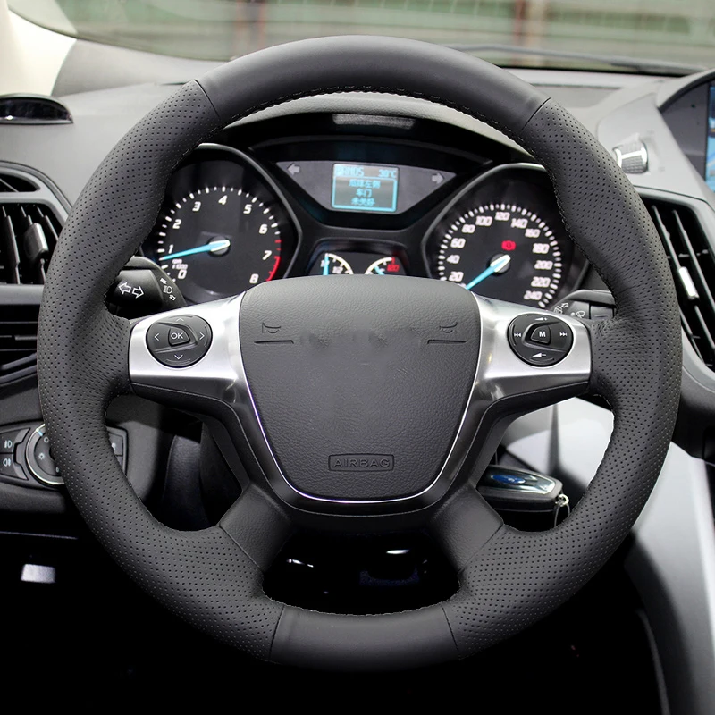 Кожаный чехол рулевого колеса автомобиля для Ford Focus 3 Kuga Escape 2014 2013 2012