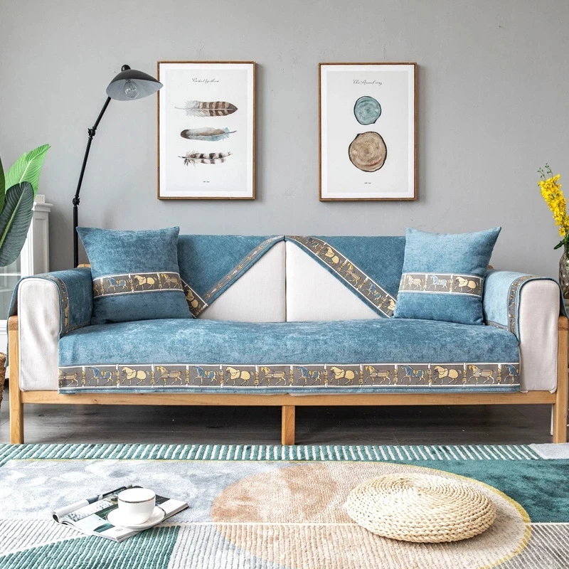 Простой чистый цвет Синель Подушка для дивана Наволочка на подушку четыре сезона