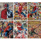 5D алмазная живопись сделай сам, Marvel, Человек-паук, мультфильмы Мстители, полноразмерная круглая вышивка, пейзаж, вышивка крестиком, мозаика, домашний декор