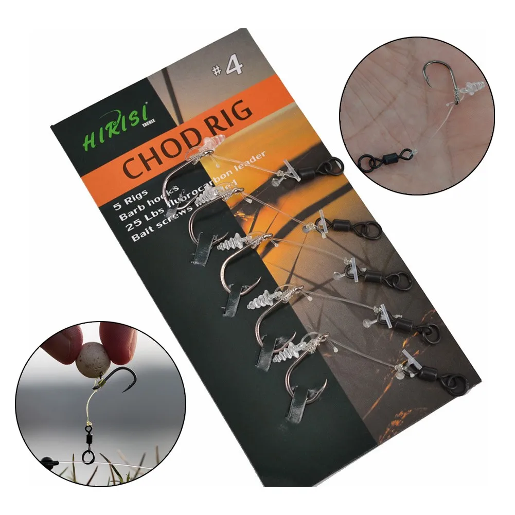

5pcs/Pack Carp Fishing Hooks Tackle Ready Tied Chod Rigs Barbed Hook Iscas Steel Fish Tackle Tools Pesca Size 2/4/6/8#