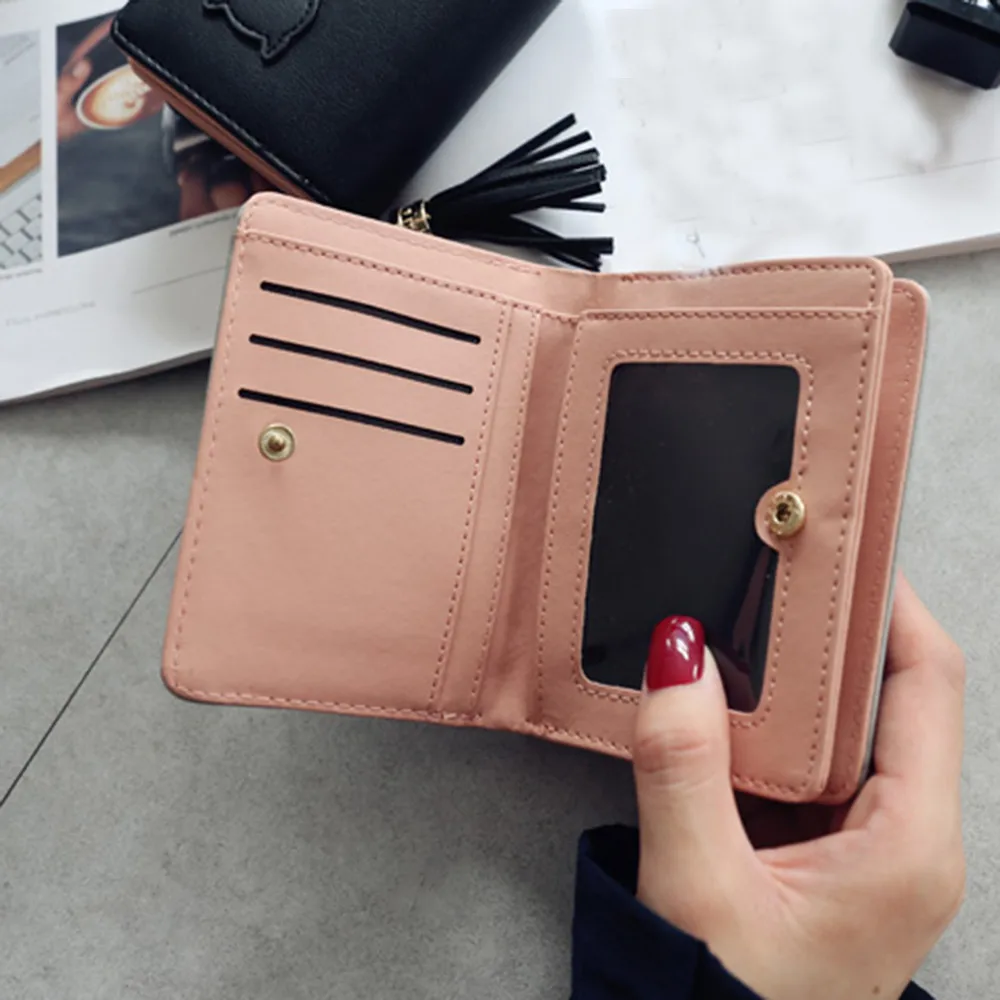 

Women Cat Tassel Clutches Wallet Handbag Cardbag Tote Ladies Purse Girl's Cat Tassel Wallet Girls Short Wallet New