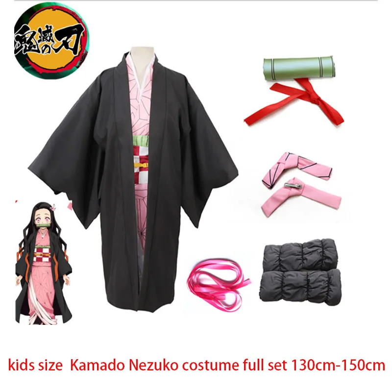 Детские демон убийца Kimetsu без Yaiba камадо Nezuko Косплэй костюм Tanjirou кимоно Головные