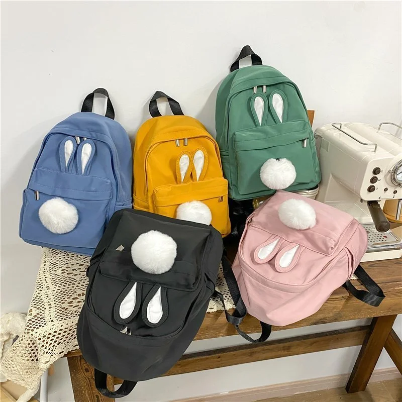 Нейлоновый Рюкзак Kawaii Bunny с мультяшными кроличьими ушками плюшевая женская сумка
